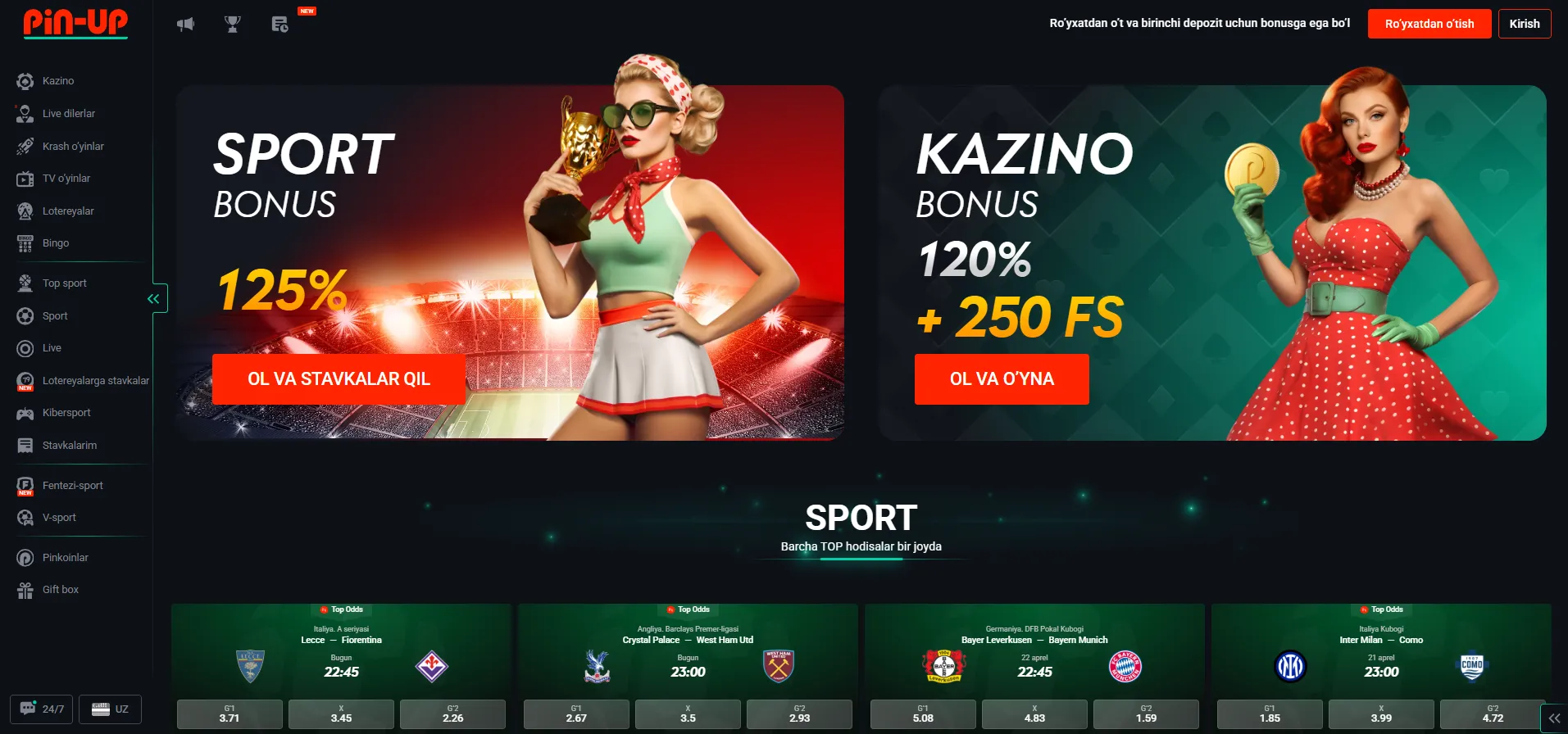 Pin-Up UZ skachat va Android ga rasmiy o'rnatish
